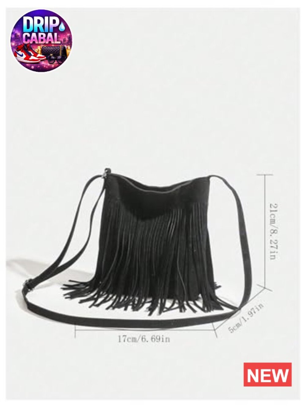 Fringe Western Crossbody Bag with Tassel Shoulder Strap, PU Leather - Picture 5 of 5